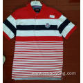 Positioned Stripes Yarn Dyed Short Sleeve Polo Shirts